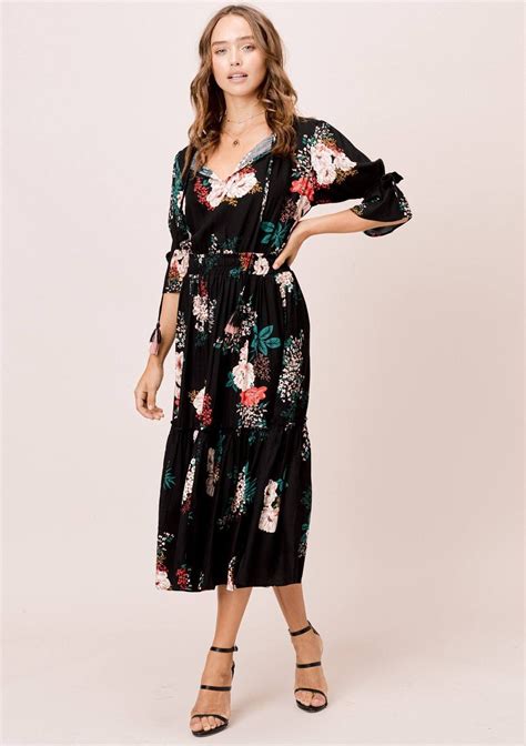 Maryn Floral Midi Dress Lovestitch In 2020 Dresses Flowy Midi
