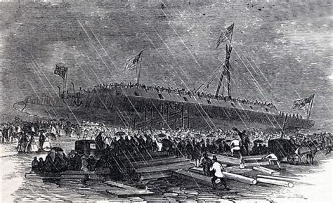 Launch Of The Uss Dunderburg Ironclad East River New York City