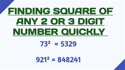 Squares Of Numbers Finding Squares Of 2 And 3 Digit Number