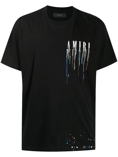 Amiri Paint Drip Logo T Shirt Black Modes