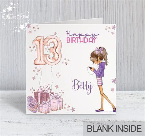 13th Birthday Card Age 13 Teenager Thirteen Personalised Etsy