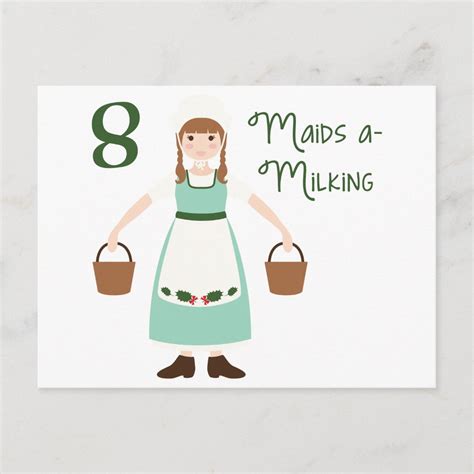 8 Maids A Milking Postcard Zazzle