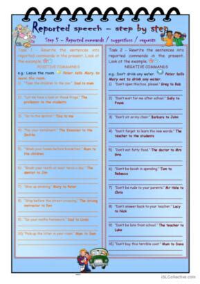 1 Suggestions Reported Speech English ESL Worksheets Pdf