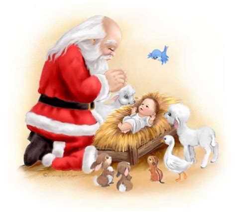 Clipart Of Santa Kneeling At The Manger Free Images At