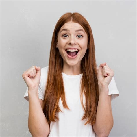 Premium Photo Front View Of Excited Woman