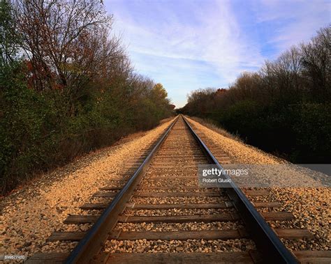 Train Tracks Converge At Horizon High Res Stock Photo Getty Images