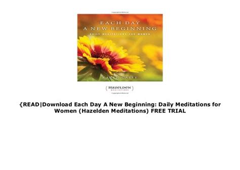 Readdownload Each Day A New Beginning Daily Meditations For Women Hazelden Meditations Free