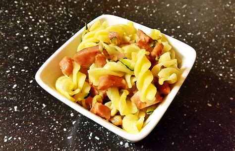 You just need a pan plus a pot to cook the pasta in. Ham, Cheese and Zucchini Pasta | Simple Toddler Recipes