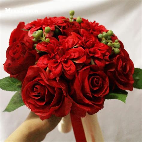 Artificial Red Rose Wedding Bouquet Moo Seat The Forest