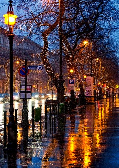 Wet Streets In Budapest Hungary City Rain Rain Photography Rainy Night