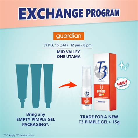 We will send you a free sample so that your baby can experience the comfort of mamypoko diapers. Free T3 Pimple Gel Exchange Program @ Guardian Mid Valley ...