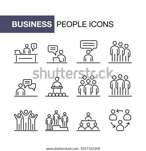 Business People Icons Set Simple Line Stock Vector Royalty Free