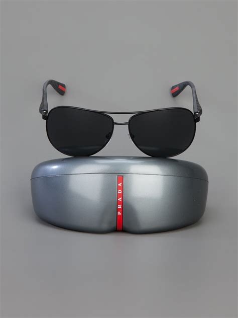 Prada Aviator Sunglasses In Black For Men Lyst