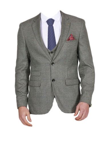 mens marc darcy 2 piece prince wales check blazer and waistcoat set james grey ebay