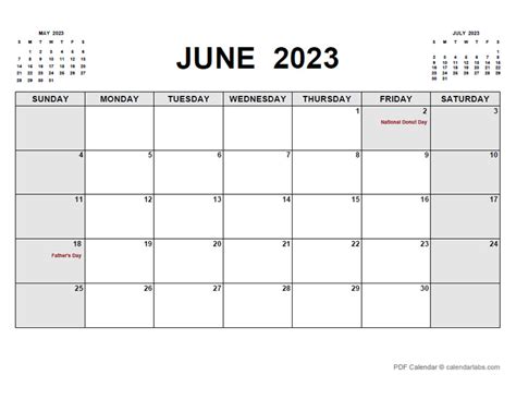 Printable June 2023 Calendar Blank Pdf Word Excel Vrogue