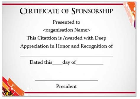 12 Elegant Certificates Of Appreciation For Sponsorship Free Word