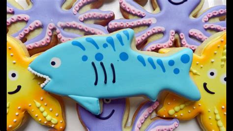 How To Decorate A Shark Cookie Youtube