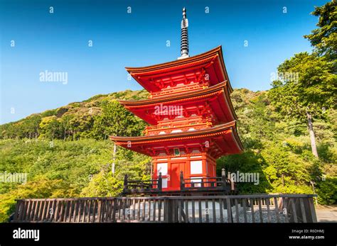 The Beautiful Red Pagoda In The Kiyomizu Dera Temple Kyoto Japan Stock