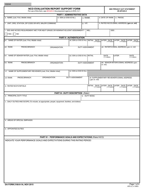 Da Form 2166 9 1a Fill Out Sign Online And Download Fillable Pdf