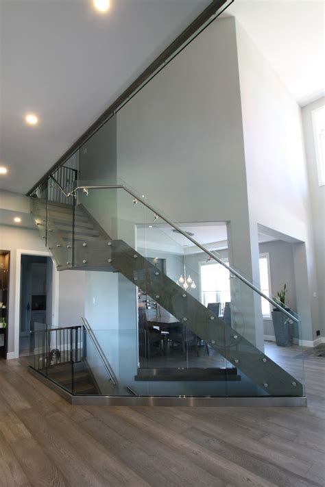 Custom Staircase With Glass Railing Glass Railing Interior Staircase
