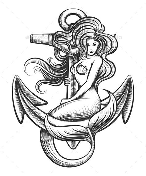 Mermaid On The Anchor Mermaid Tattoo Designs Mermaid Tattoos
