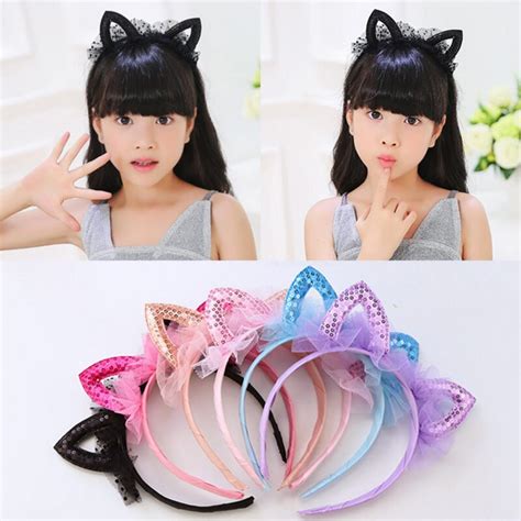 New Cute Prncess Kids Girl Cat Ears Lace Headbands For