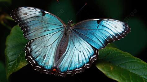 الفراشة الزرقاء تجلس على ورقة صورة فراشة جميلة صورة الخلفية للتحميل مجانا