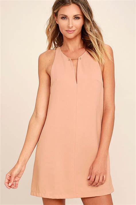 Chic Blush Dress Blush Shift Dress Gold Bar Dress 4600