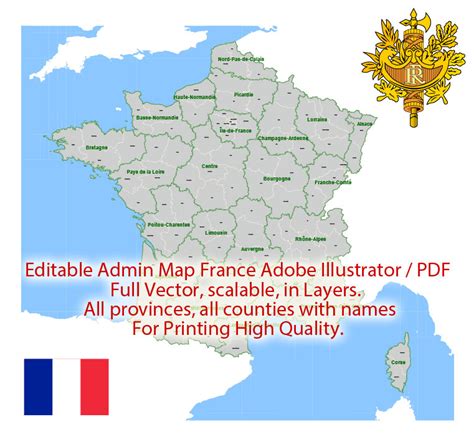 Editable Map Of France
