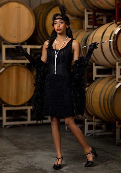 Classy Black Flapper Costume 20s Vintage Womens Flapper Dresses