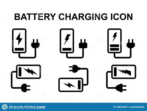 Phone Battery Charging Icon Recharge Symbol Energy Sign Stock Vector