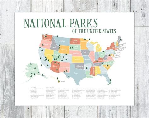 Map Of National Parks 2 Printable File Jpeg Download And Etsy Us