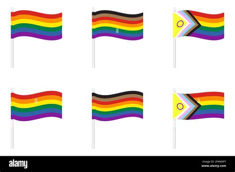 collection of waving pride flag collection of new rainbow lgbt symbol icon flat vector