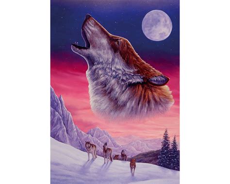 Wolf Original Fine Art Print Of A Majestic Wolf Howling At Etsy