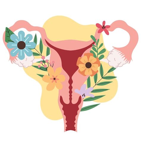 Flor Del Ovario Del Sistema Reproductivo Femenino En Una Ilustración Plana Vector Premium