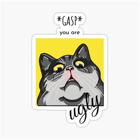 Cat Gasp Omg Meme Funny Design Sticker For Sale By Arcanya Redbubble