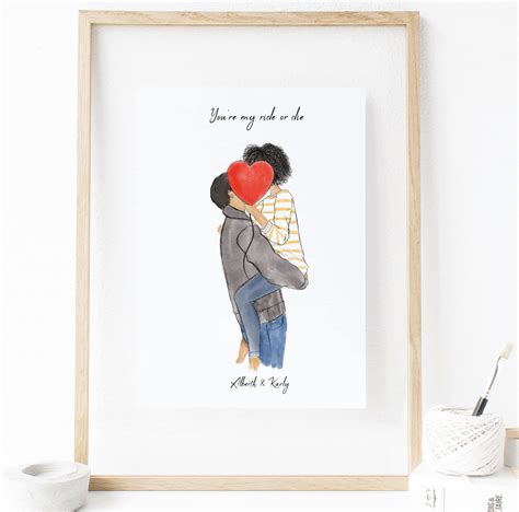 Couples Art Print Personalized Art Of Him And Her Special Etsy