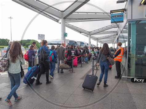 Image Of Stansted Uk September 24 2015 Travellers Waiting For