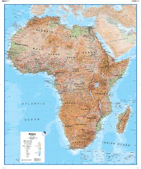 Africa Physical Wall Map By Lovell Johns Mapsales