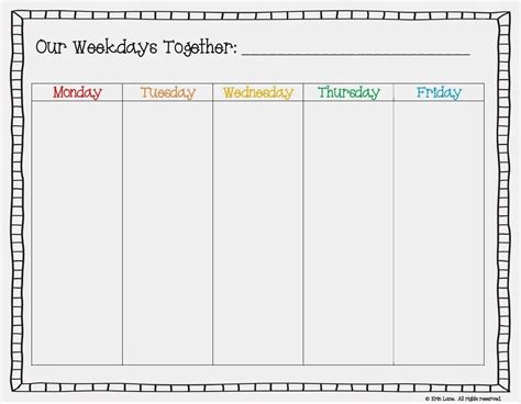 Blank Calendar With Only Weekdays
