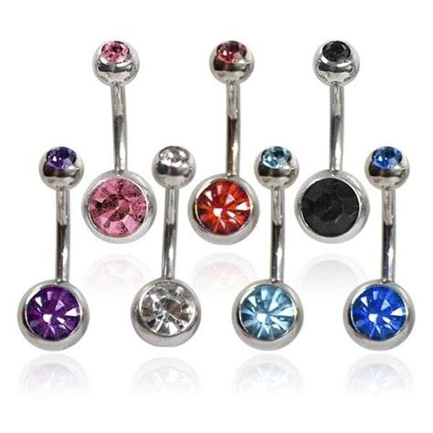 Supreme Jewelry Surgical Steel Double Jeweled Belly Rings Belly Rings