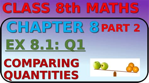 Comparing Quantities Chapter 8 Ex 81 Q1 Class 8th Mathematics Youtube