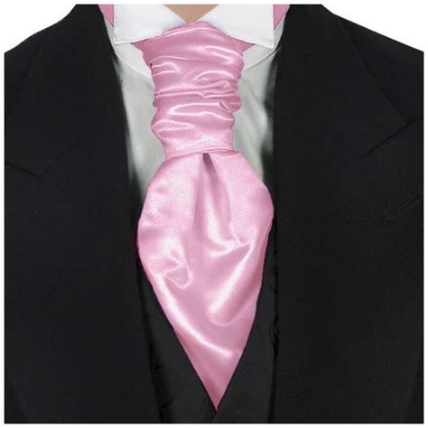 Gassani Pastel Pink Mens Shiny Satin Pretied Ascot Tie Cravat Gassani