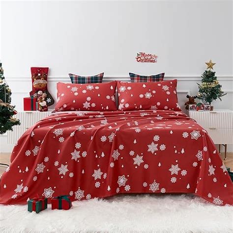 Yiyea 100 Cotton Sheets For Queen Size Bed Christmas