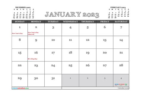Calendar January 2023 Uk With Excel Word And Pdf Templates Printable