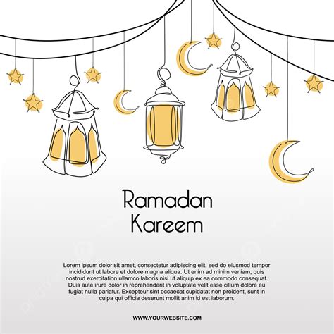 Ramadan Kareem Banner Design Minimalist Drawing Of Lantern Background