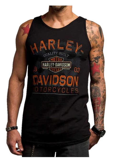 Harley Davidson® Mens Chrome Charger Sleeveless Muscle Shirt Black