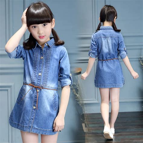 Nice Trendy Spring Patterns Baby Girl Blue Jeans Dresses Children