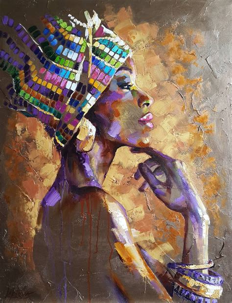 Portrait African Woman Abstract Portrait Woman Face Originaloil