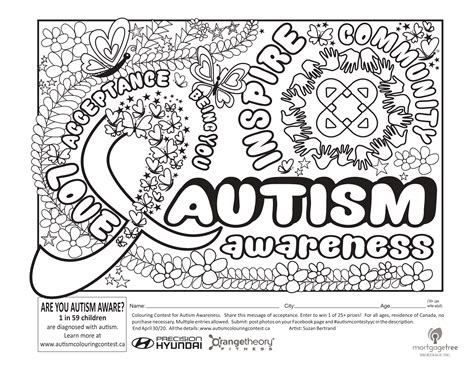 The day often features educational events for teachers, health care workers, and parents, as well as exhibitions showcasing work created by children with autism. autism-awareness-colouring-contest_2020 - Mortgage Tree
